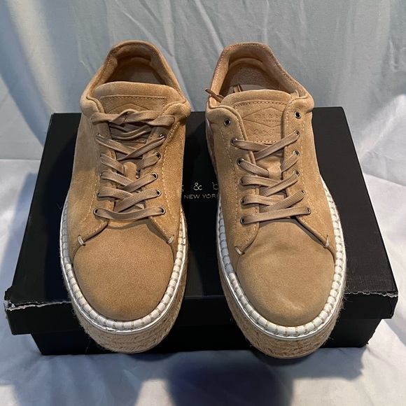 NIB $350 rag & bone | Kent Espadrille Dune Suede Sneaker Style Shoes | Camel - Picture 3 of 17